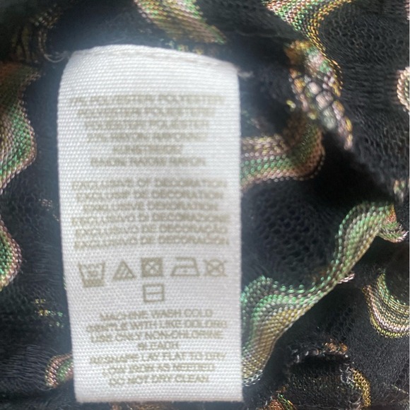 Free People New Romantics Boho Sheer Blouse Black Crochet Neckline Small Beaded‎ - Picture 7 of 9